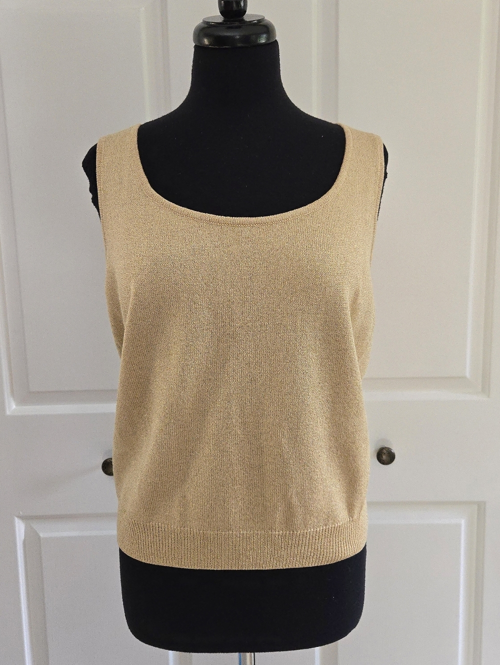 Vintage St. John Collection Classic Santana Knit Tank Top Camisole Shimmery Gold